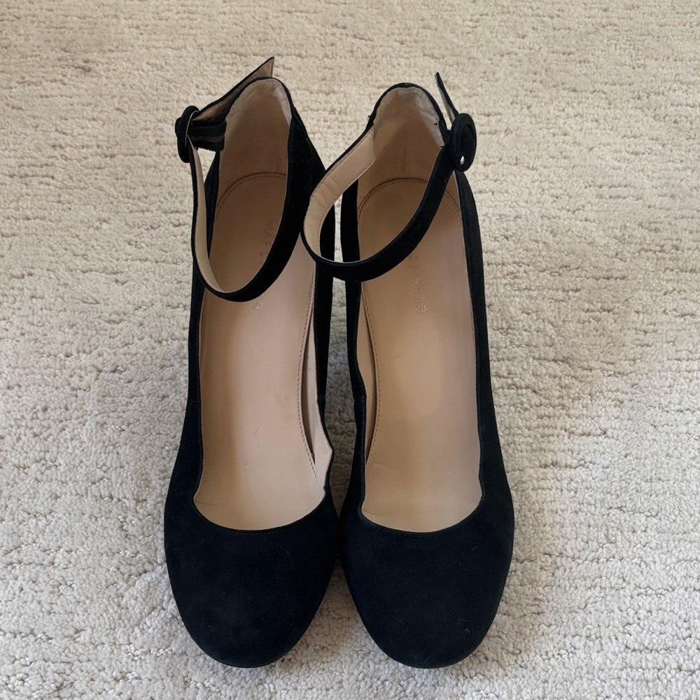 Marc Fisher Black Strappy Block Heels, 10M